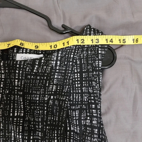 Calvin Klein black white artsy art to wear fit and flare sheath sleeveless 12 - Picture 12 of 14